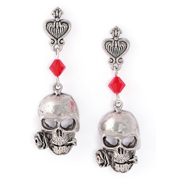 Rebecca Berry Jewelry Jewelry - NEW Baroque Skull & Rose Earrings